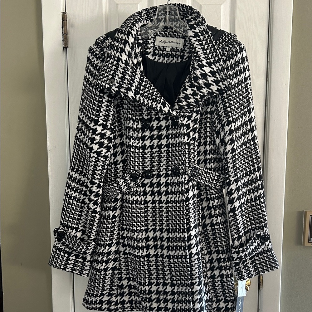 SEBBY COLLECTION HOUNDSTOOTH LADIES COAT SIZE M NWT
